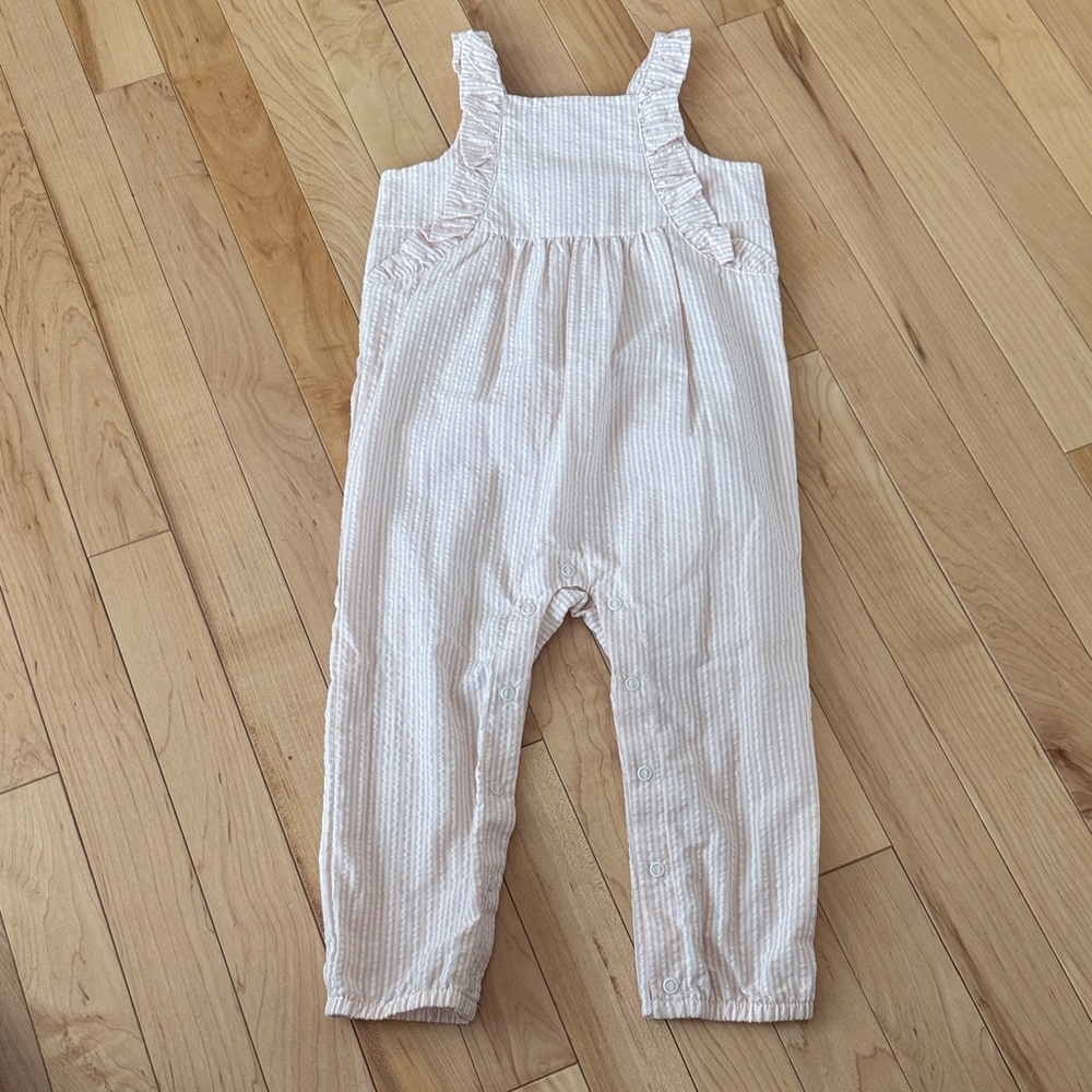 Carter's Light Pink Ruffled Strap Overalls - Picture 2 of 4